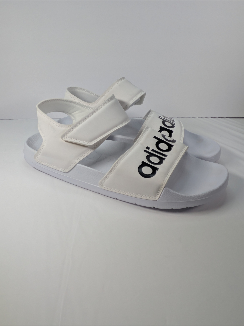 Adidas White Logo Comfort Slide Sandals - Picture 5 of 11